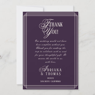 Carte De Remerciements Mariage Violet Luxe