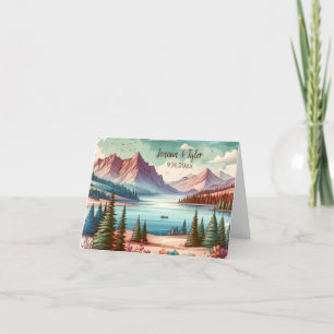 Carte De Remerciements Mariage Vues sur la montagne aquarelle