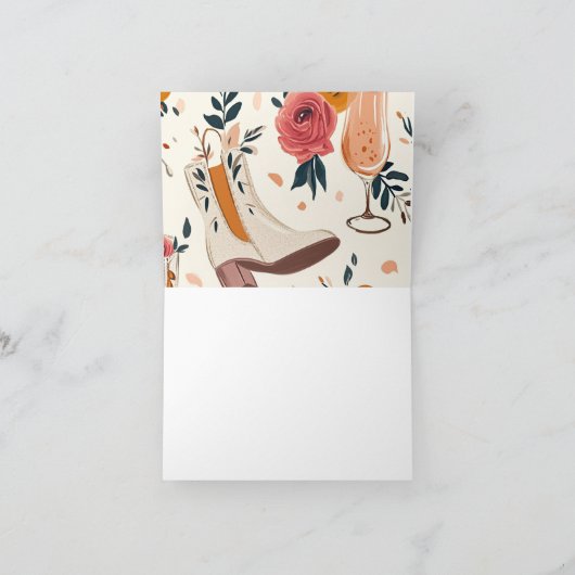 Carte De Remerciements Mariage Western Boots & Bubbly (Intérieur)