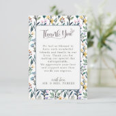 Carte De Remerciements Mariages de style manuscrit avec décoration floral (Debout devant)