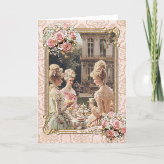 Carte De Remerciements Marie Antoinette,French,Paris,tea,cake,roses 招待状