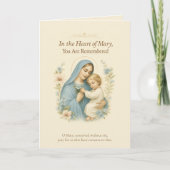 Carte De Remerciements Marie et Bébé Jésus Fleurs bleues et bleues (Devant)