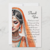Carte De Remerciements Mariée Dans La Fête des mariées Ethnique Indienne (Devant)