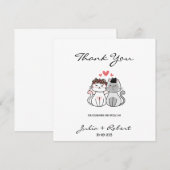 Carte De Remerciements Mariée De Chat Cute Et Mariage De Groom (Devant / Derrière)
