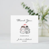 Carte De Remerciements Mariée De Chat Cute Et Mariage De Groom (Debout devant)