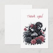 Carte De Remerciements Mariée et fille gothique (Devant / Derrière)