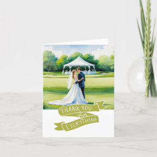 Carte De Remerciements Mariée et marié golfeur de golf en aquarelle