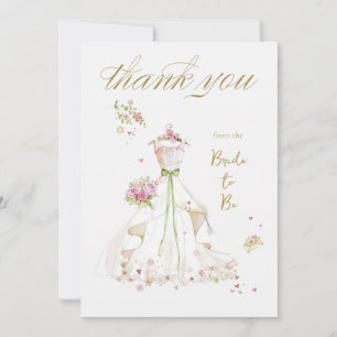 Carte De Remerciements Mariée Rouge de la Mariée à Être en Fleur