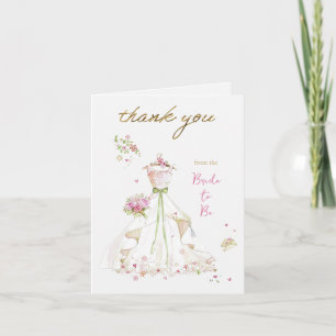 Carte De Remerciements Mariée rougissante en fleurs Future mariée
