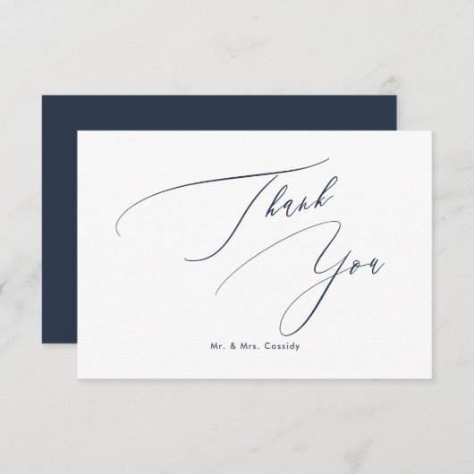 Carte De Remerciements Marine bleu do-it-yourself couleurs Luxe Script Me (Devant / Derrière)