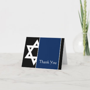Carte De Remerciements Marine Blue Black Star de David Bar Mitzvah