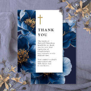 Carte De Remerciements Marine Blue Christian Floral Célébration De La Vie