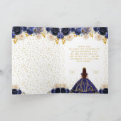Carte De Remerciements Marine Blue Floral Princess Quinceañera (Intérieur)