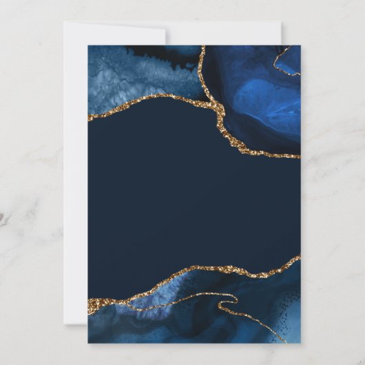 Carte De Remerciements Marine Blue & Gold Faux Parties scintillant Agate (Dos)