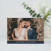 Carte De Remerciements Marine Blue Gold Foil (Debout devant)