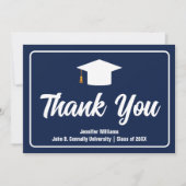 Carte De Remerciements Marine Blue White Typographie Custom Graduate (Devant)