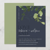 CARTE DE REMERCIEMENTS MARINE BOHO VERT EUCALYPTUS FOLIAGE D'EAU COULEUR (Devant / Derrière)