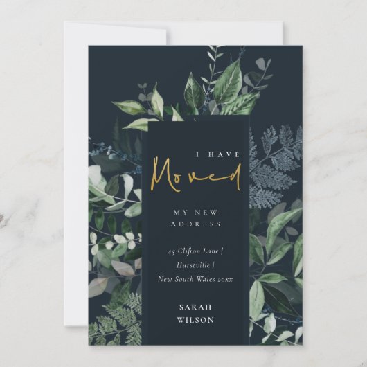 Carte De Remerciements Marine Green Gold Cadre vert J'ai Moved Card (Devant)
