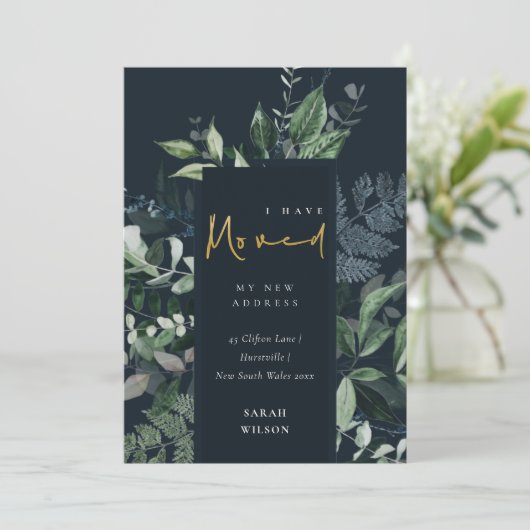 Carte De Remerciements Marine Green Gold Cadre vert J'ai Moved Card (Debout devant)