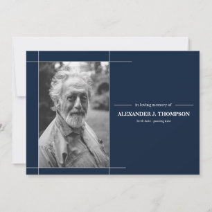 Carte De Remerciements Marine moderne et blanc dans l'enterrement