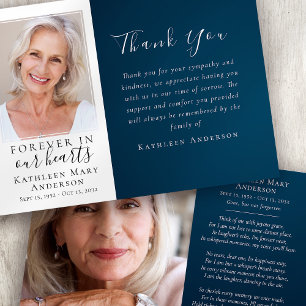 Carte De Remerciements Marine pour toujours dans nos coeurs Photo Funérai