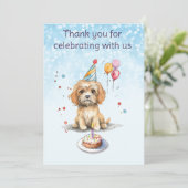 Carte De Remerciements Marionnette mignonne avec Casquette de fête Annive (Debout devant)