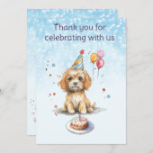 Carte De Remerciements Marionnette mignonne avec Casquette de fête Annive (Devant / Derrière)