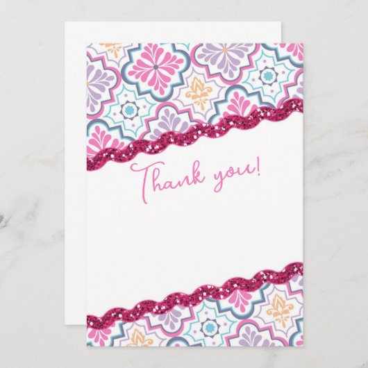 Carte De Remerciements Marocain Chic Glitterie Moderne (Devant / Derrière)