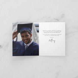 Carte De Remerciements Maroon Elegant Script Graduation Photo+Message