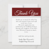 Carte De Remerciements Maroon Mariage Photo collage (Dos)