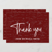 Carte De Remerciements Maroon Typography Mathematics Formulas Graduation (Devant / Derrière)