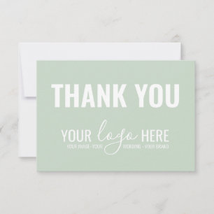 Carte De Remerciements Marque d'affaires Logo de la société Pastel Green