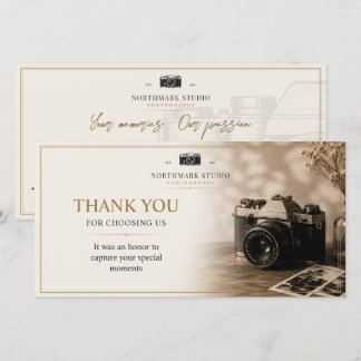 Carte De Remerciements Marque de photographie vintage | Studio élégant