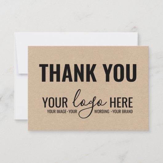 Carte De Remerciements Marque d'entreprise Logo d'entreprise Noir Kraft M (Devant)