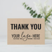 Carte De Remerciements Marque d'entreprise Logo d'entreprise Noir Kraft M (Debout devant)