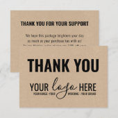 Carte De Remerciements Marque d'entreprise Logo d'entreprise Noir Kraft M (Devant / Derrière)