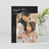 Carte De Remerciements Married and Grateful Wedding Photo Black (Debout devant)