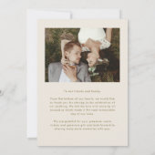 Carte De Remerciements Married and Grateful Wedding Photo Cream (Dos)