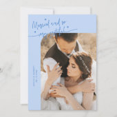 Carte De Remerciements Married and Grateful Wedding Photo Icy Blue (Devant)