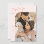 Carte De Remerciements Married and Grateful Wedding Photo Peach (Devant)