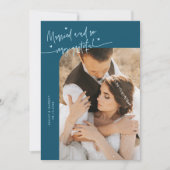 Carte De Remerciements Married and Grateful Wedding Photo Teal (Devant)