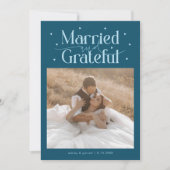 Carte De Remerciements Married & Grateful Wedding Photo Teal (Devant)