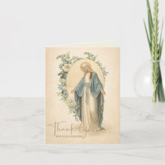 Carte De Remerciements Mary Floral Catholic Funeral Condolence