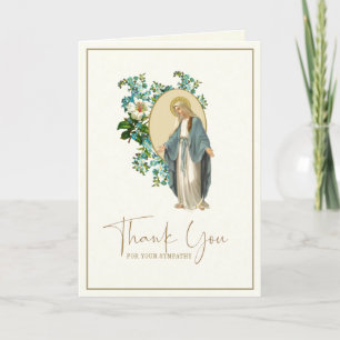 Carte De Remerciements Mary Floral Catholique Condolence funéraire
