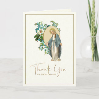 Carte De Remerciements Mary Floral Catholique Condolence funéraire