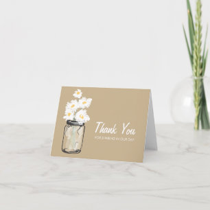 Carte De Remerciements Mason Jar filled with White Daisies