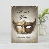 Carte De Remerciements Masquerade Antique Venise Masque Chic 50e annivers (Debout devant)