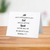 Carte De Remerciements Matthieu 7:7 Poser Chercher Knock Bible Verse