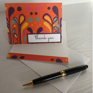 Carte De Remerciements MCM peinture moderne Lollipops & Dots Orange Multi