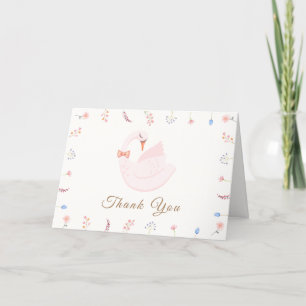 Carte De Remerciements Meadow Fleur sauvage Princess Swan Girl Baby showe